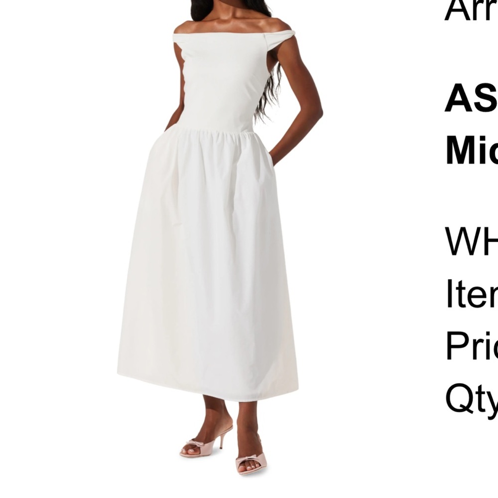 Astr Off-Shoulder Strapless White Midi Dress
